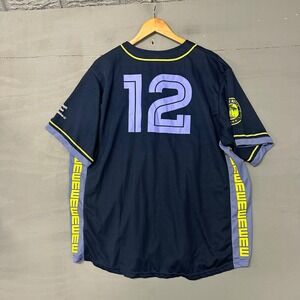 Success Brands Memphis Baseball Jersey Navy Blue Yellow Mens XL Number 12 Music